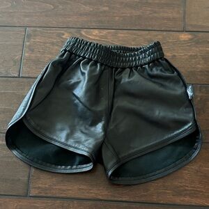 nununu Black leather kids Shorts